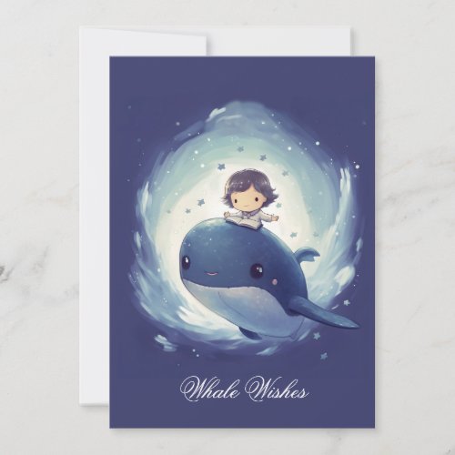 Dreamy Whale Gazing at the Stars Thank You Card