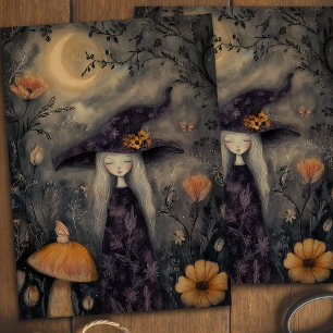 Dreamy Whimsical Halloween Witch Decoupage Tissue Paper