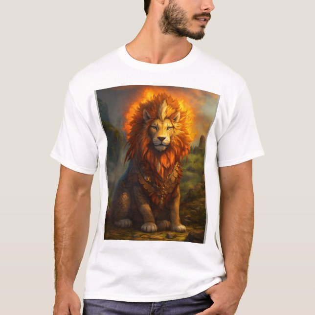"Dreamy Whimsical Lion T-Shirt Design" (Front)