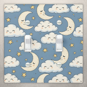 Dreamy Whimsical Sleeping Moon and Clouds Light Switch Cover