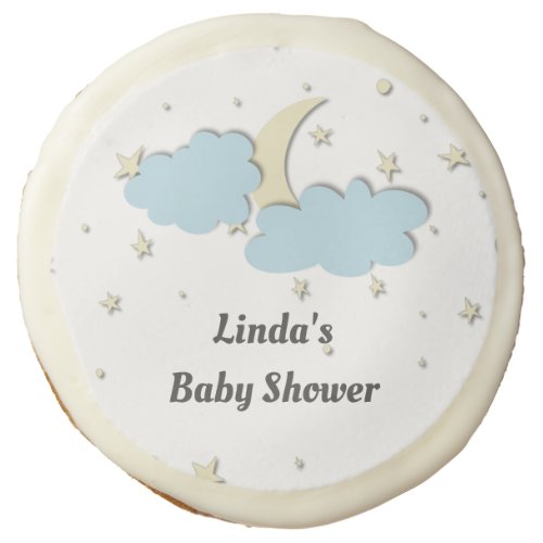 Dreamy White Moon Gender Neutral Baby Shower Sugar Cookie