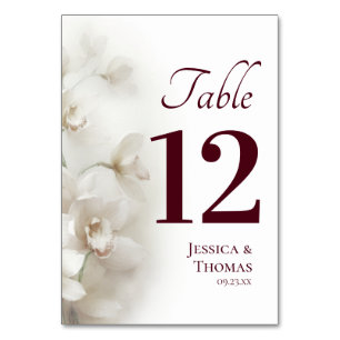 Dreamy White Orchids Stylish Floral Wedding Table Number