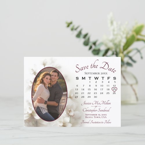 Dreamy White Orchids Wedding Calendar  Photo Save The Date