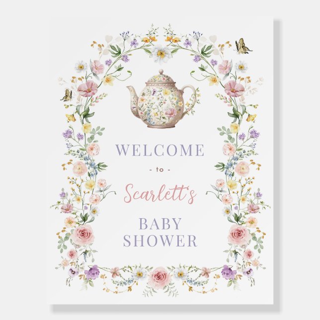 Dreamy Wildflower Baby Shower Tea Party Welcome Foam Board (Front)