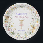 Dreamy Wildflower Fairy Garden Birthday Party Paper Plates<br><div class="desc">This elegant design features magical fairies and soft pastel watercolor wildflowers mixed with lush greenery foliage. Personalize the stickers with your details. If you want to further re-arrange the style and placement of the text,  please press the "Click to customize further" button.</div>