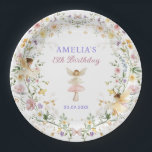 Dreamy Wildflower Fairy Garden Birthday Party Paper Plates<br><div class="desc">This elegant design features magical fairies and soft pastel watercolor wildflowers mixed with lush greenery foliage. Personalize the stickers with your details. If you want to further re-arrange the style and placement of the text,  please press the "Click to customize further" button.</div>