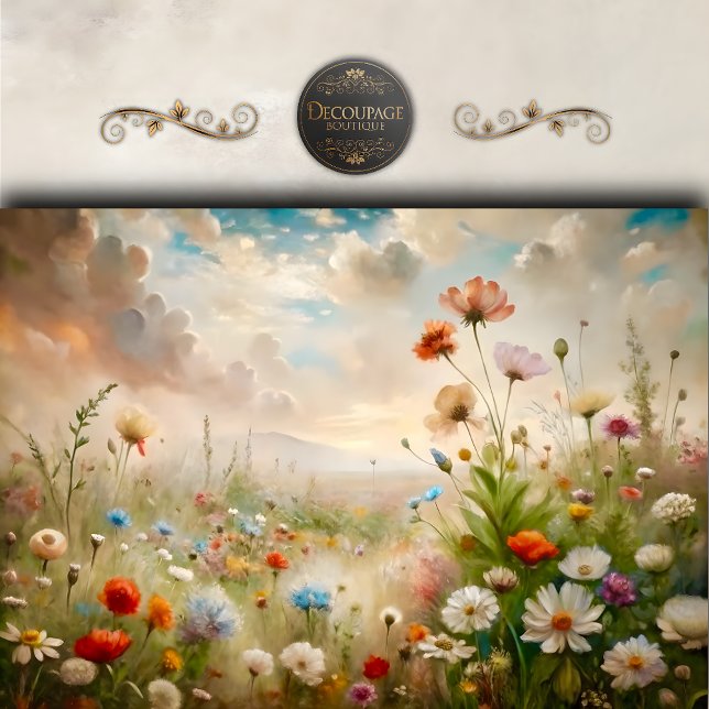 Dreamy Wildflower Meadow Landscape Decoupage Tissue Paper (Dreamy Wildflower Meadow Landscape Decoupage Tissue Paper)