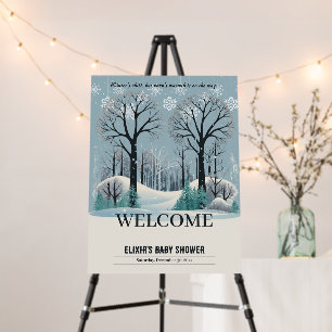 Dreamy Winter Forest Snowflakes Baby Shower Foam Board