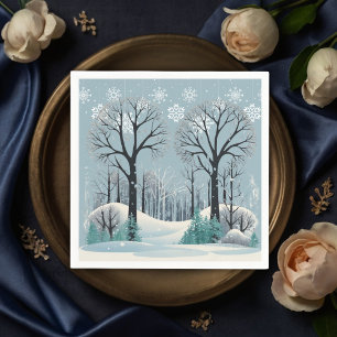 Dreamy Winter Forest Snowflakes Baby Shower Napkins