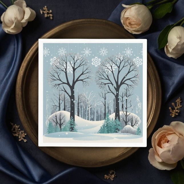Dreamy Winter Forest Snowflakes Baby Shower Napkins (Creator Uploaded)
