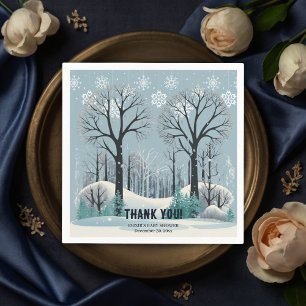 Dreamy Winter Forest Snowflakes Baby Shower Napkins
