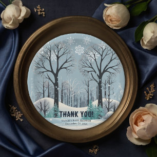 Dreamy Winter Forest Snowflakes Baby Shower Paper Plates