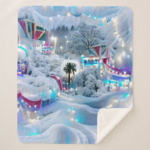 Dreamy Winter Wonderland Lights Sherpa Blanket