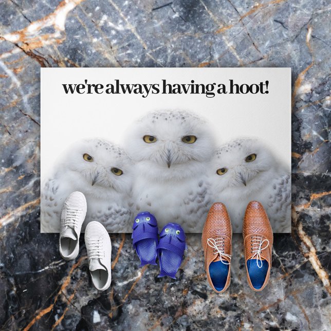 Dreamy Wisdom of Snowy Owls Doormat (A Dreamy Wisdom of Snowy Owls Cover Photo (indoor).)
