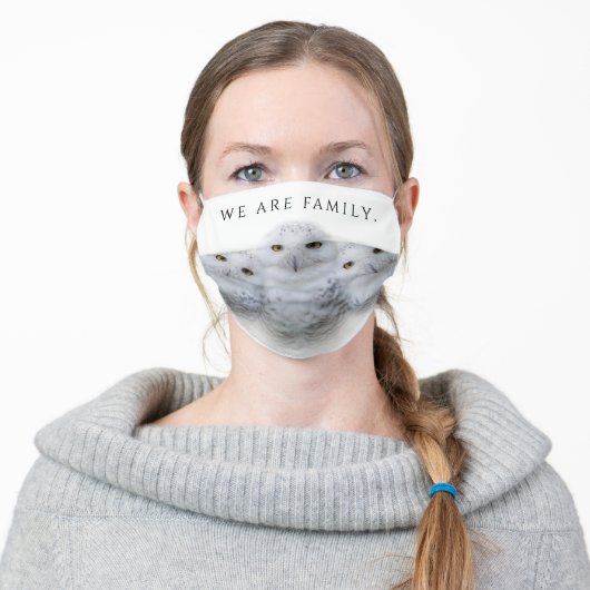 Dreamy Wisdom of Snowy Owls Family Adult Cloth Face Mask (Worn)