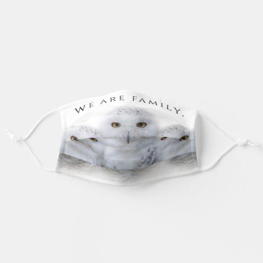 Dreamy Wisdom of Snowy Owls Family Adult Cloth Face Mask (Front, Unfolded)