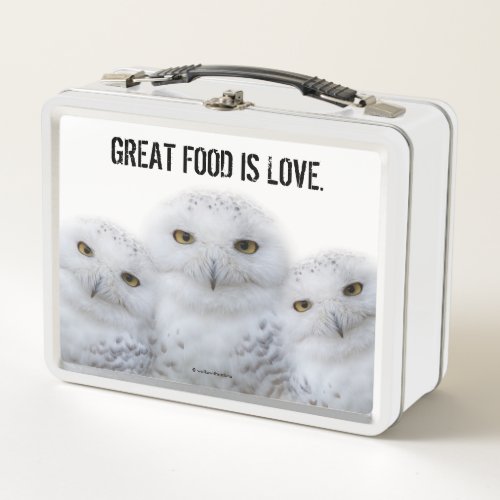 Dreamy Wisdom of Snowy Owls Family Metal Lunch Box