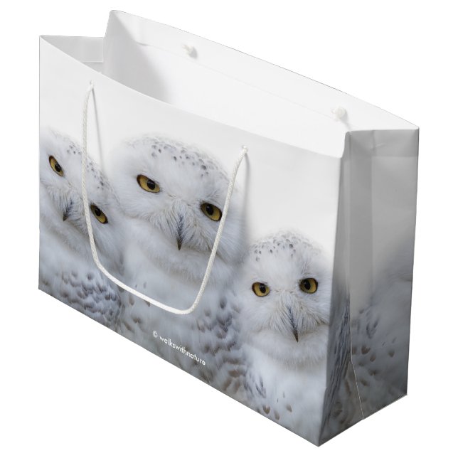 Dreamy Wisdom of Snowy Owls Large Gift Bag (Front Angled)