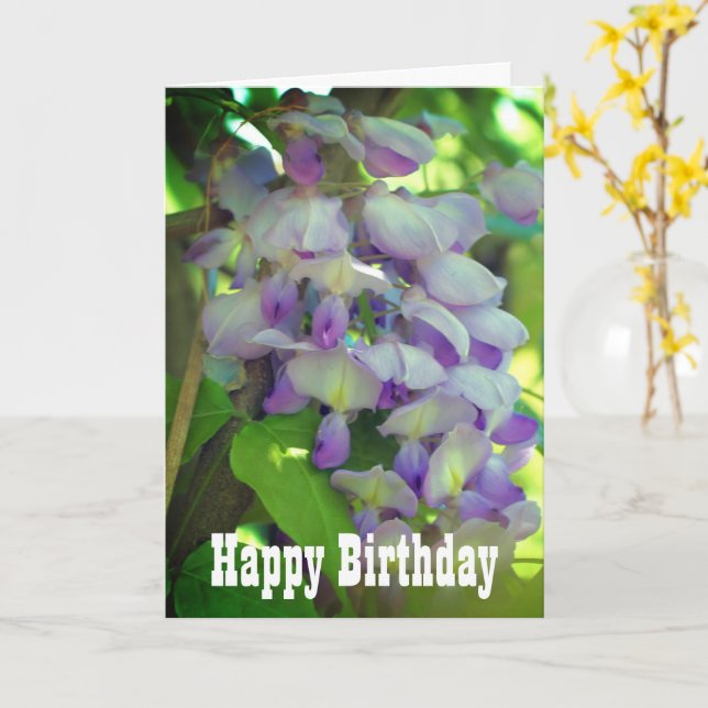 Dreamy Wisteria Flower Birthday Card (Yellow Flower)
