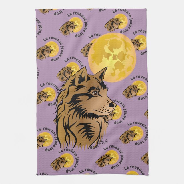 dreamy wolf puppy towel (Vertical)