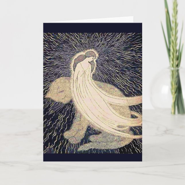 dreamy woman and cat card (Front)