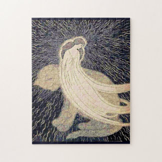 dreamy woman and cat jigsaw puzzle