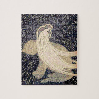 dreamy woman and cat jigsaw puzzle