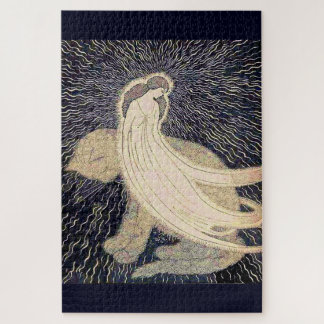 dreamy woman and cat jigsaw puzzle