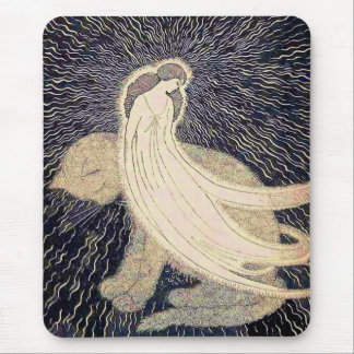 dreamy woman and cat mouse pad
