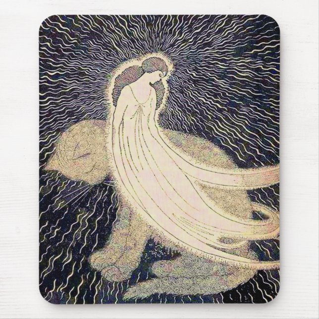 dreamy woman and cat mouse pad (Front)