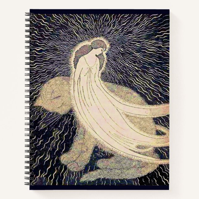 dreamy woman and cat notebook (Front)
