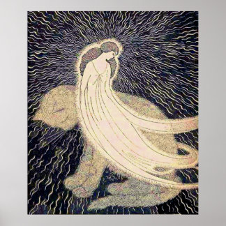 dreamy woman and cat poster