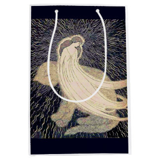 dreamy woman and cat print medium gift bag