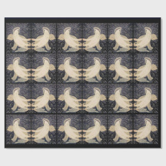 dreamy woman and cat print wrapping paper