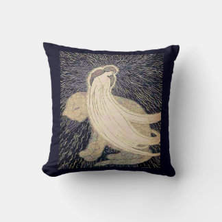 dreamy woman and cat throw pillow