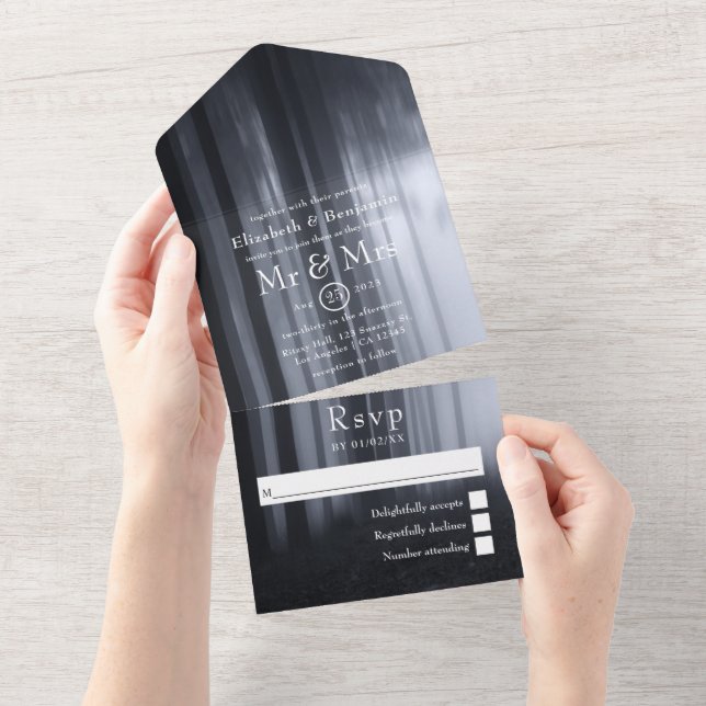 Dreamy Woodland Forest Wedding All In One Invitation (Tearaway)