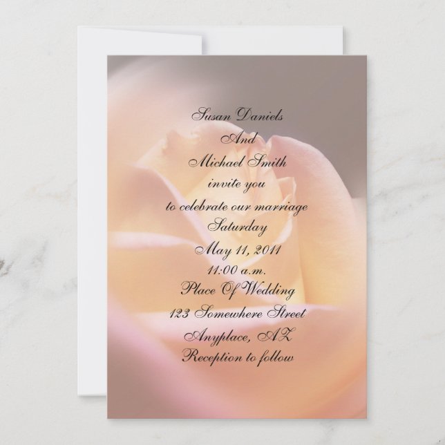 Dreamy Yellow Rose Floral Wedding  Invitation (Front)
