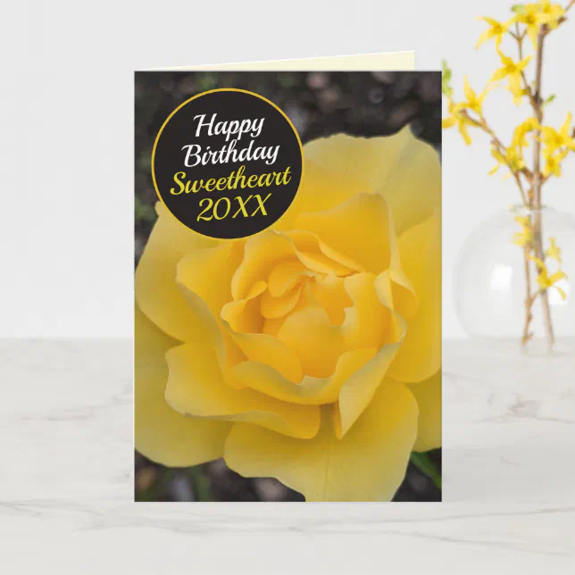 Dreamy Yellow Rose Happy Birthday Card Zazzle