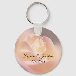 Dreamy Yellow Rose Personalized Wedding  Keychain