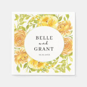 Dreamy Yellow Rose Wedding Napkins