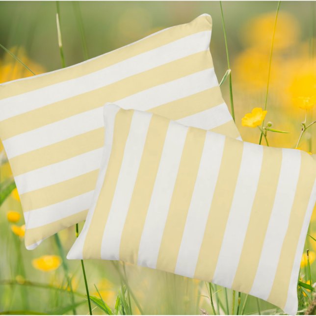 Dreamy Yellow White Stripe Accent Pillow (Sunny yellow and white stripes!)