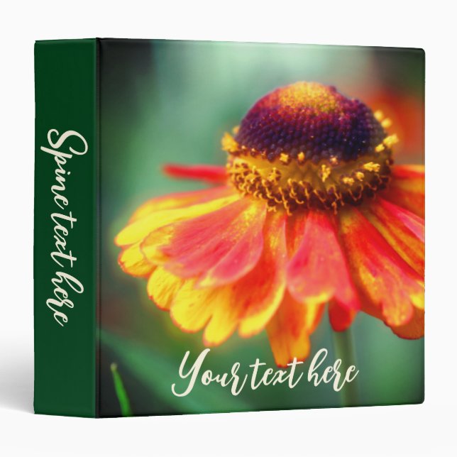 Dreamy Zinnia Daisy Flower Personalized  3 Ring Binder (Front/Spine)