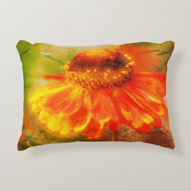 Dreamy Zinnia Flower Abstract  Accent Pillow (Front)