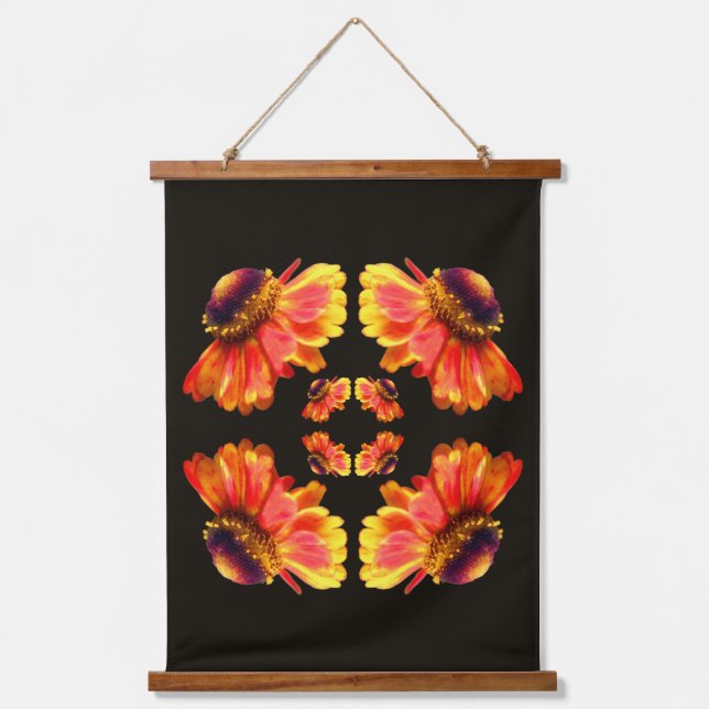 Dreamy Zinnia Flower Abstract Art Hanging Tapestry (Front)