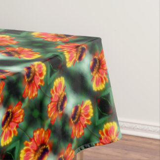 Dreamy Zinnia Flower Abstract Art Pattern Tablecloth