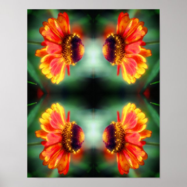 Dreamy Zinnia Flower Abstract Art  Poster (Front)