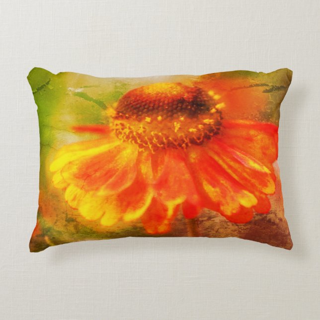 Dreamy Zinnia Flower Art Accent Pillow (Front)