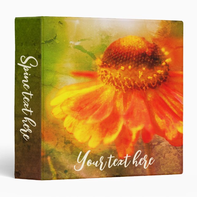 Dreamy Zinnia Flower Art Personalized 3 Ring Binder (Front/Spine)