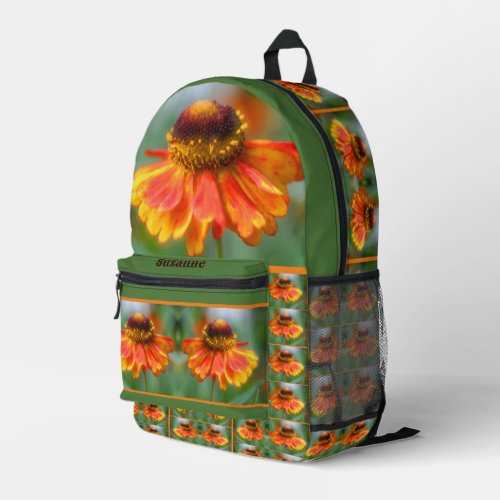 Dreamy Zinnia Flower Mirror Personalized Printed Backpack