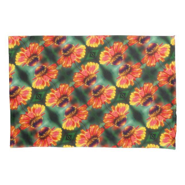 Dreamy Zinnia Flower Pattern Pillow Case (Front)